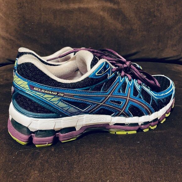Mint condition ASICS GEL KAYANO 20 Black Blue Purple Lime 9 US Womens Medium - Picture 8 of 16